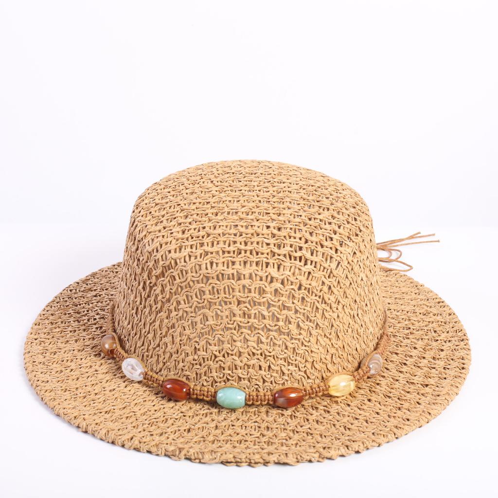 Popular fashion hollow woven dome straw hat, men's and women's fashion summer sunscreen shade straw hat