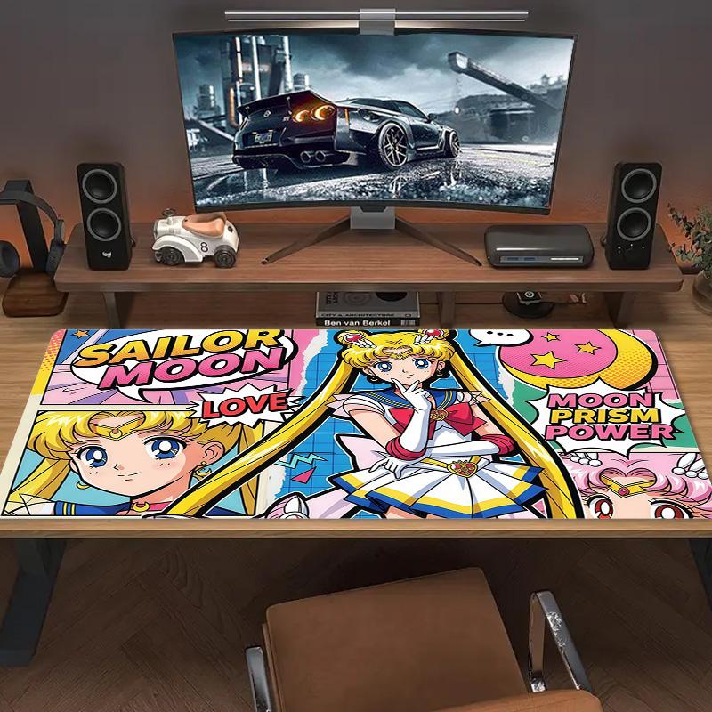 Sailor Moon Print  Cushion Non-slip Laptop Tablet Big Mousepad XXL Mat Mini PC Playmat With Lock edge