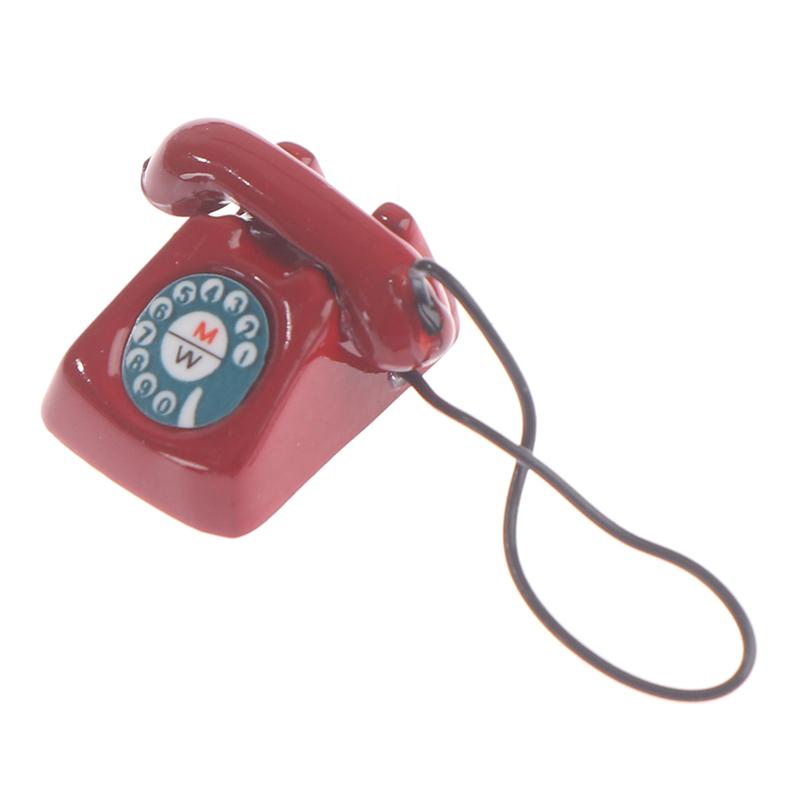 

Украшение кукольного домика Ретро телефон для кукольного использования Миниатюрный телефон Детские игрушки красный
