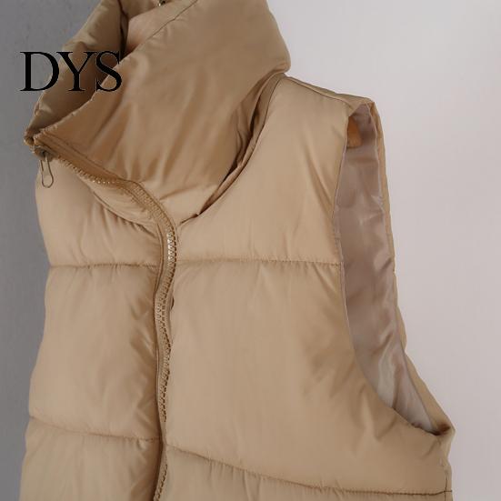 Damen Winterjacke Weste Mantel Stehkragen Nackenschutz Verdickt Gepolstert Reißverschluss Leichte Strickjacke Ärmellos Einfarbig Kordelzug Dame