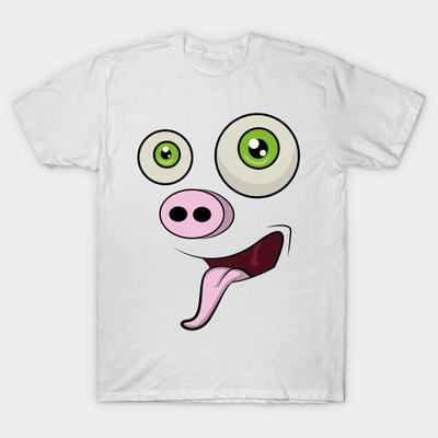 T-Shirt Damen Schwein im Gesicht Harajuku Print Kawaii T-Shirt Sommer Kurzarm Damen T-Shirt Top Tee