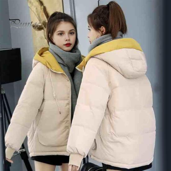 Dámský bavlněný kabát s vycpávkou, kapucí, šňůrkou na stažení, dlouhý rukáv, jednobarevný kabátek kabátek s velkými kapsami, volný střih na zip, prošívané oblečení