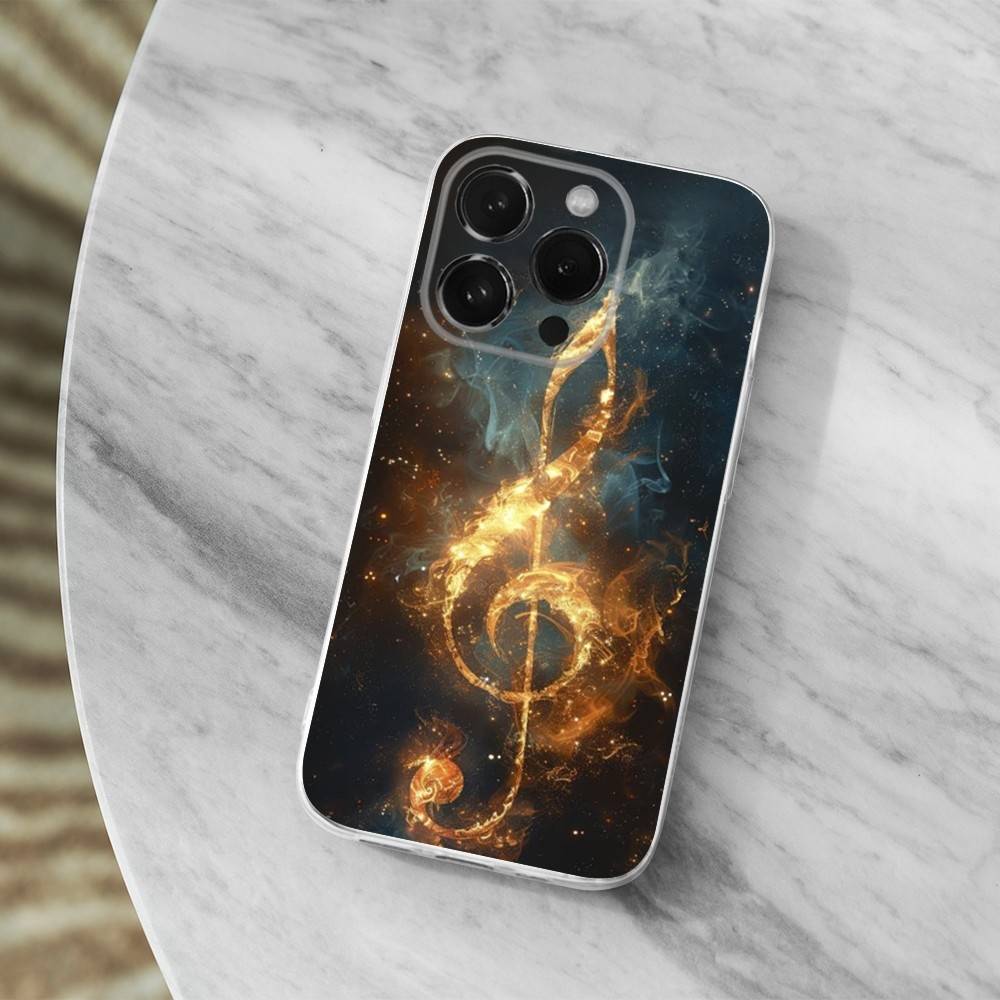 Music Art Treble Clef Phone Case For iPhone,14,13,12,15,Pro,Max,Plus,11,17,16,X,XS,XR,SE,Mini Transparent Soft Cover