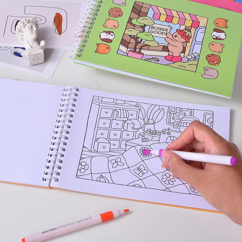 In-Stock Bobbie Goods A5 Hardcover Spiral-Bound Coloring Book for Children