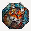 1pc Stained Glass Cat Design Automatic Opening Folding Umbrella with 8-Bone Iron Frame - Portable Outdoor for Fans, Travelers, Everyday Use, Festive G