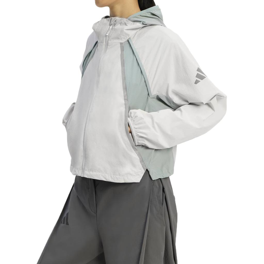 adidas Jackets Women's Light Gray/Wonder Light Gray Green Hooded Moderate Other KD4376