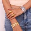 MamacitaSlay Exaggerate 32MM Width Beat Grain Geometric Bangles Party Stainless Steel Waterproof Jewelry High Quality Bracelets