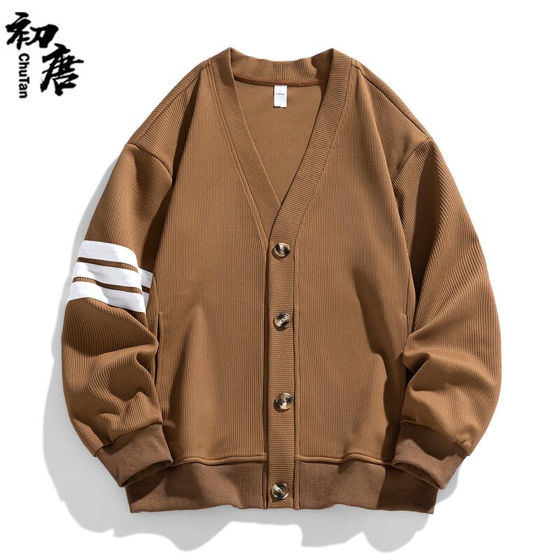 Men's Japanese Retro Color-Block V-Neck Cardigan