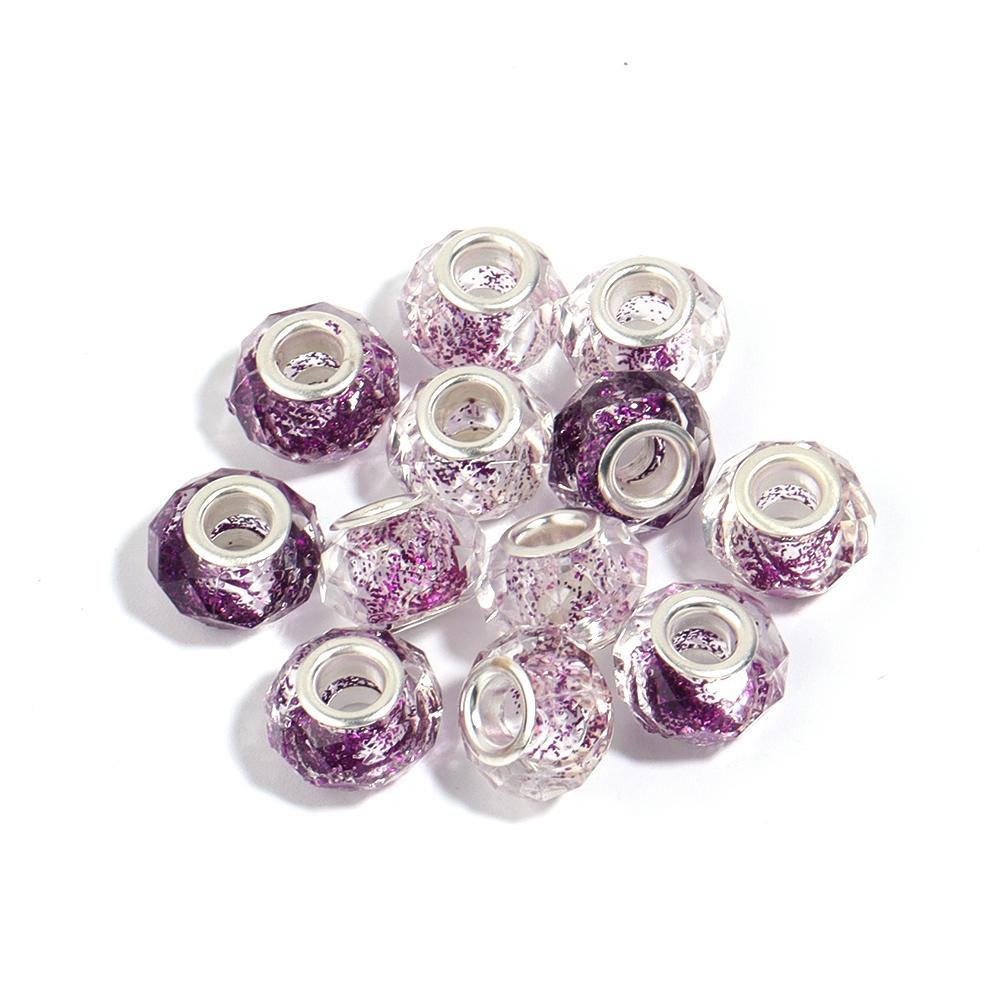 10Pcs/lot Transparent Color Faceted Resin Beads Large Hole Loose Beads for Jewelry Making DIY Bracelet Decoration Charm Supplies