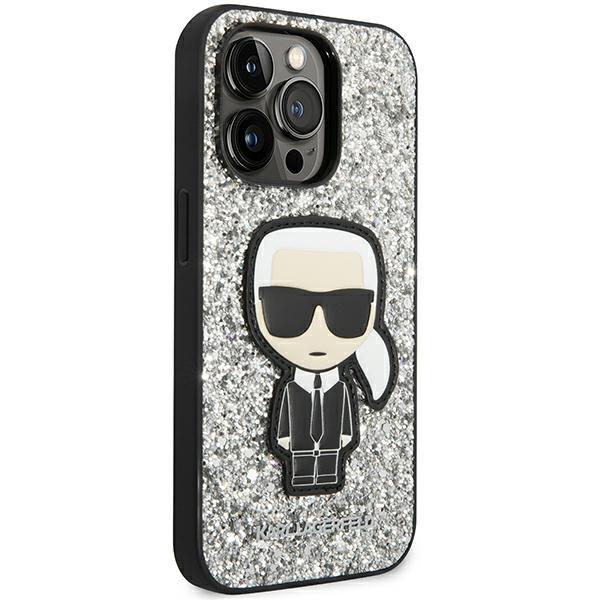 Etui Do iPhone 14 Pro Max Karl Lagerfeld Glitter Flakes Srebrne