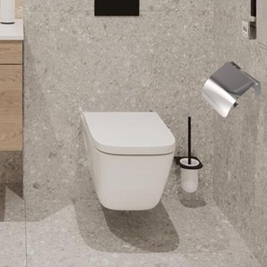 Cloakroom Toilet Wall Mounted Tissue Roll Holder Silver