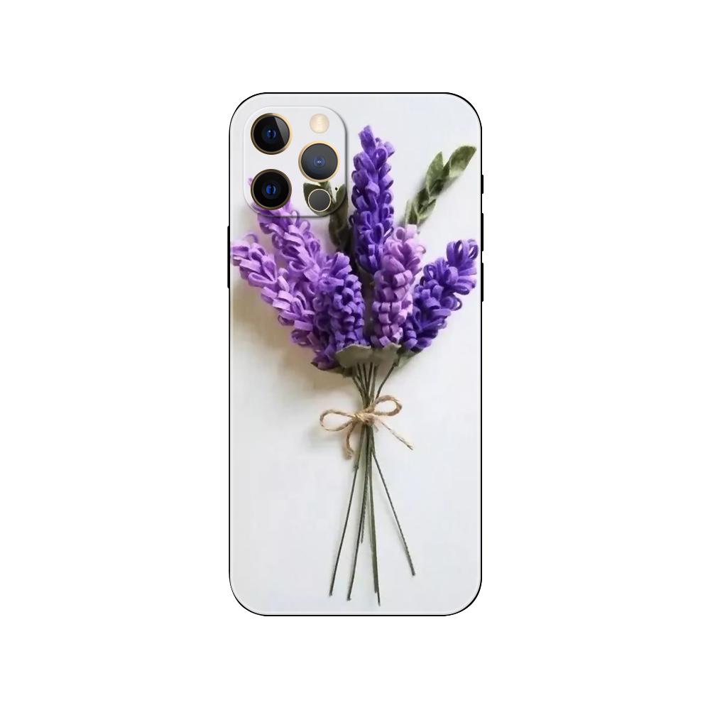 Etui na telefon lawendowy do iPhone'a 5 5s 2020 SE 6 6s 7 8 Plus X 10 XR XS 11 12 13 mini pro MAX czarne etui z tyłu z TPU