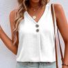 Women Casual Summer Sleeveless Solid Color Button Vest Pullover Top