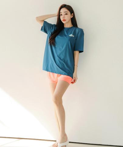 Tyubeuteuli Best Trip Women'S Short Sleeve Rash Guard B518 Coral Blue