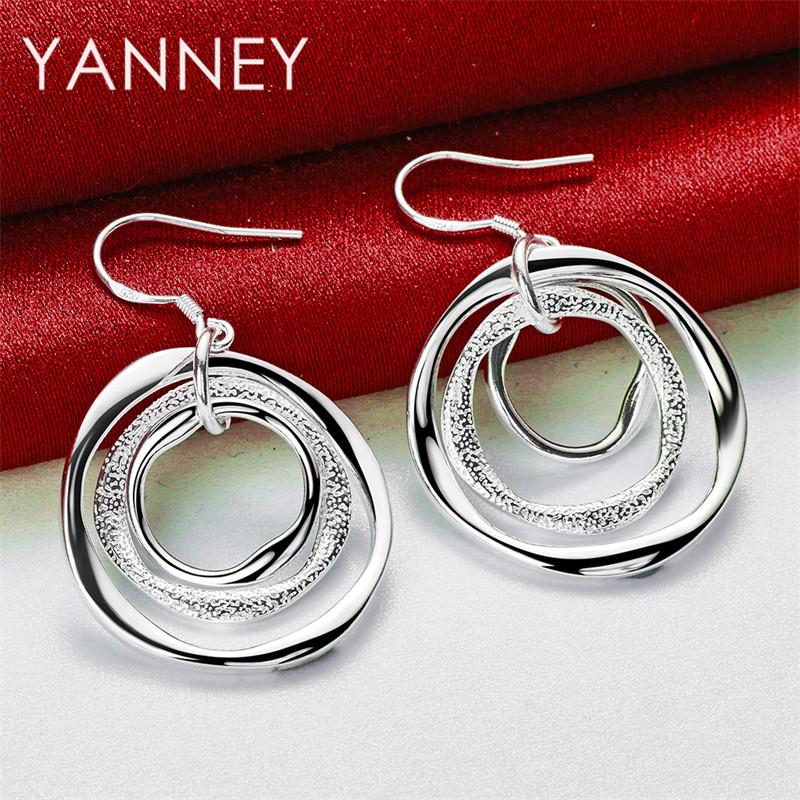 Exquisite 925 Sterling Silver Frosted Round Earrings for Women, Fashionable Engagement Accessories, Charming Jewelry