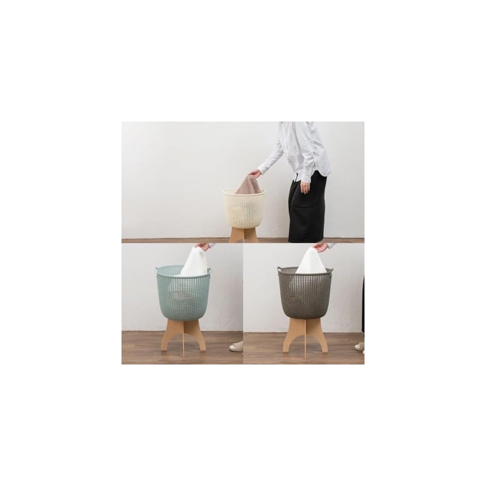CURVER Knit Round Basket 30L with Dedicated Stand, Natural CV-553