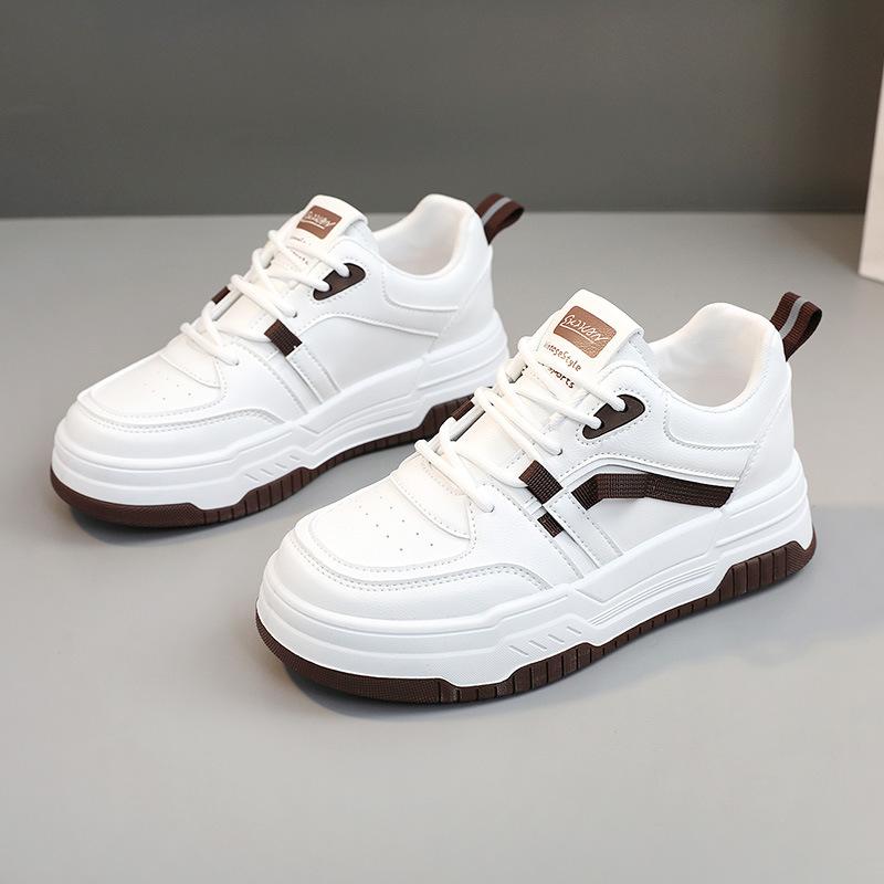 W5110 Nye Vår og Sommer Casual Platform Høydeøkende Damesko Brettsko Allsidig Rund Tå Slitesterk Fargeblokk Trend