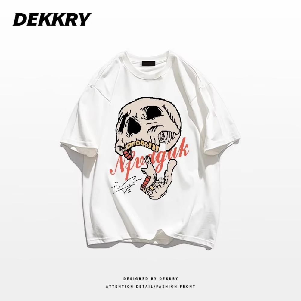 Summer Fashion Heavyweight Retro Men's Skull Head 100% Cotton Printed Round Neck High Quality Casual Fitness Street T-shirt