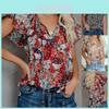 Stylish Womens Summer V Neck Short Sleeve T Shirt In Soft Floral Print With Casual Appeal