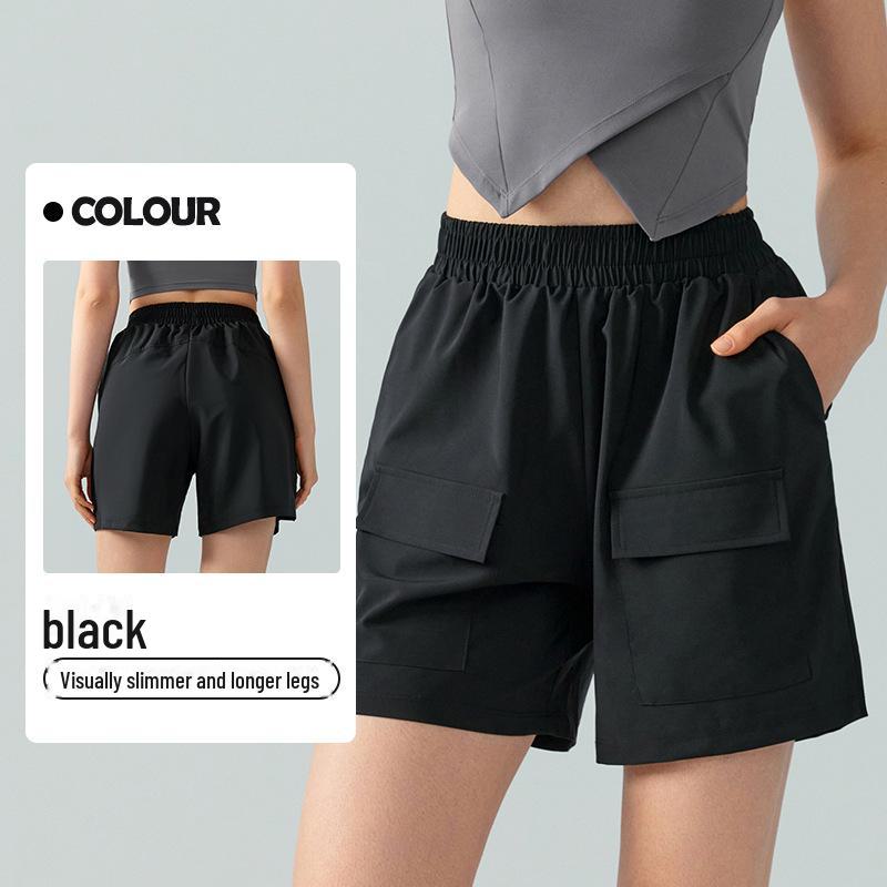 Women's High-Waist Loose-Fit Sports Shorts: European & American Style, Elastic, Wide-Leg, Hip-Lifting, 4-Inch