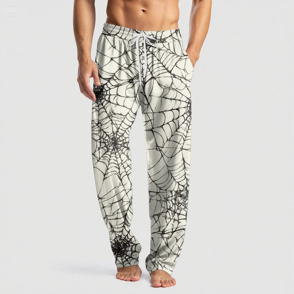 Ανδρικό Πλεκτό Παντελόνι Casual με Τσέπη και Χαλοουίν Πρίιτ Παντελόνι Πιτζάμας