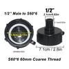 2Pcs S60x6 IBC Tote Tank Fitting Hose Drain Adapter 1/2inch 3/4inch 1inch Thread IBC Tank A Dapter Tap Connector Replacement