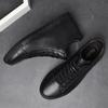 Leather Increased Height British Shoes Massage Soles for Men's Fashionable High Top Shoes Winter Plush Men's Sports Shoes