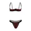 Black Omen Open Cup Bra Cosplay Shorts with Holes Top and Bottom Set with Cupless Bra Lingerie Crotch Split Underwear Bra Panties Sexy Breast Exposure