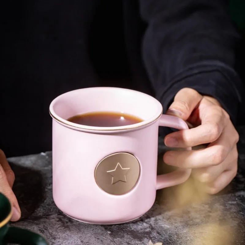 

1 шт. 420 мл керамическая кружка кофейная кружка большой емкости кофейная чашка с бронзовой медалью Revenge Milk Cup безопасна для микроволновой печи подарок для друзей 401-500ml розовый