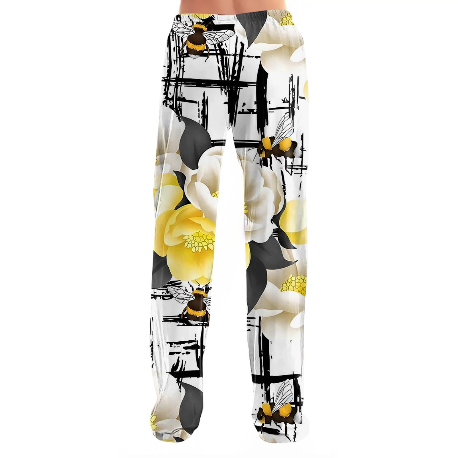 

Женские домашние брюки с принтом Allover, пижамные брюки для сна, длинные брюки, пижамные брюки, брюки для йоги M жёлтый