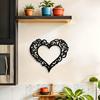 Iron Heart Wall Art Elegant Flat Swirl Design Romantic Decor Home Gift