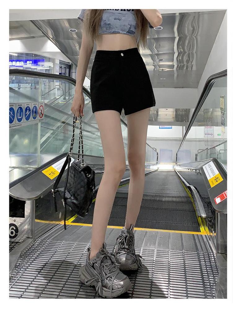 Women's Plus Size Black High Waist Summer Shorts