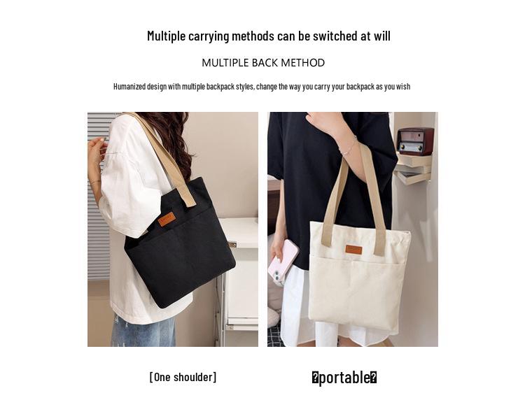 Large Capacity Fashionable Canvas Tote Bag - Versatile Single Shoulder Bag for Casual Commute