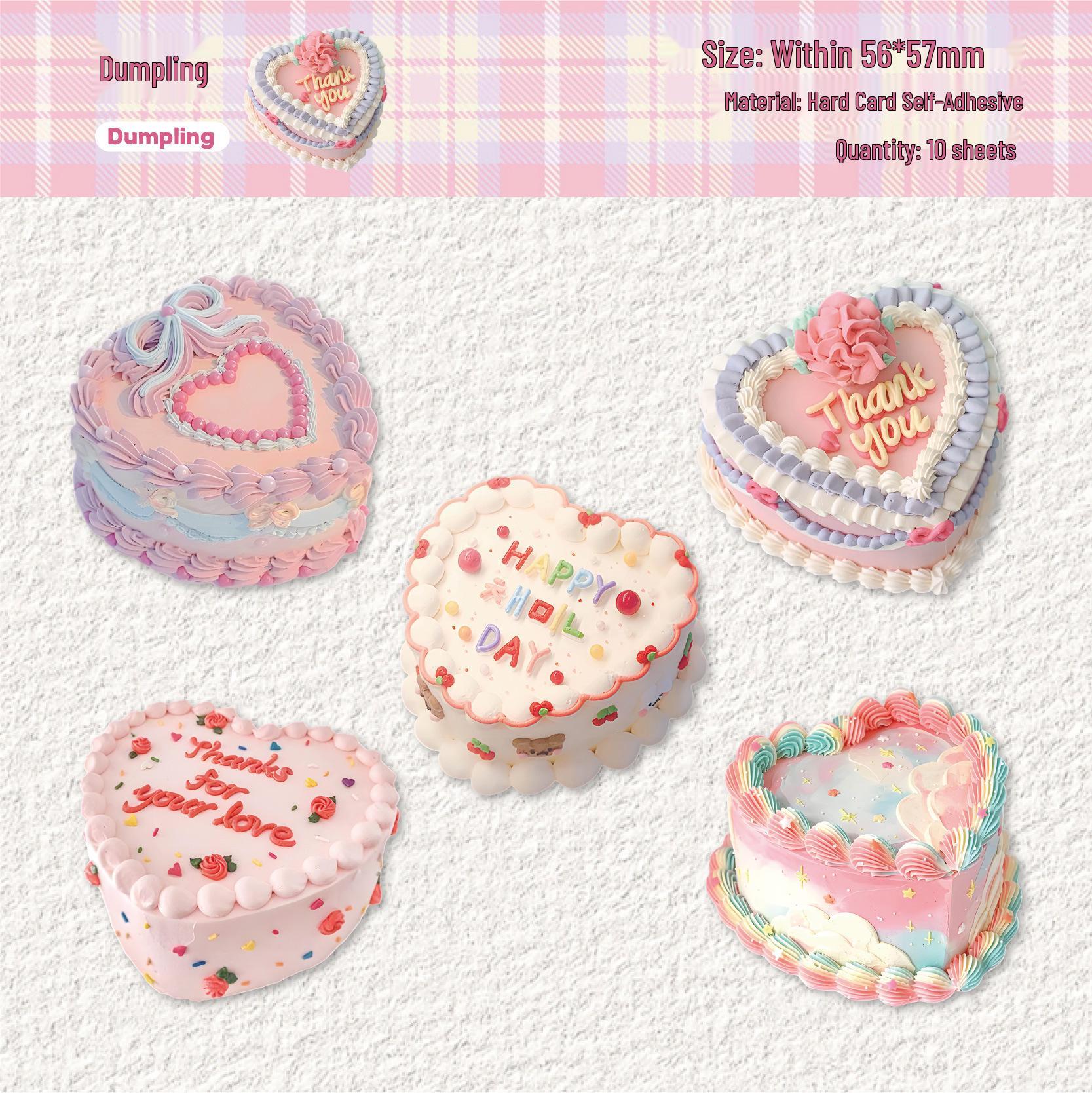 RetroStory Cake Series: Cartoon Food Journal Stickers - 10 Sheets of Creative Simulation Decoration