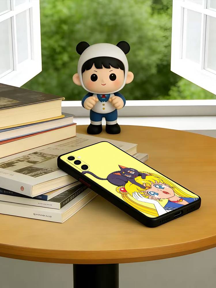 

Cartoon S-Sailor M-Moons Phone Case For Samsung Galaxy A73,A72,A71,A70,A53,A52,A51,Soft Silicone Black Cover Samsung a32 4g
