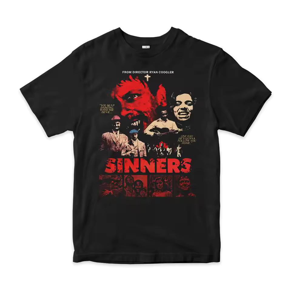 Oversized Horror Movie Summer T-and kids tshirt Men Sinners Retro Film Graphic Short Sleeve Streetwear Casual Loose Fit Fan Top