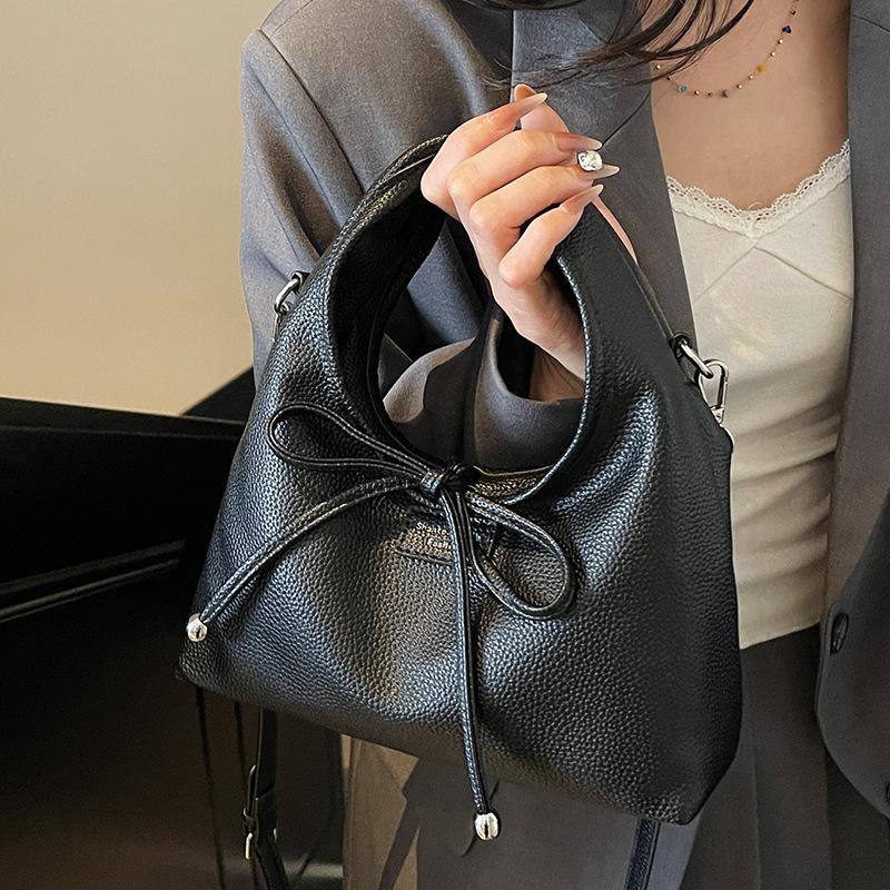 Bow Strap Handbag 2025 Spring New Korean Fashion Simple Casual High-end Dumpling Bag
