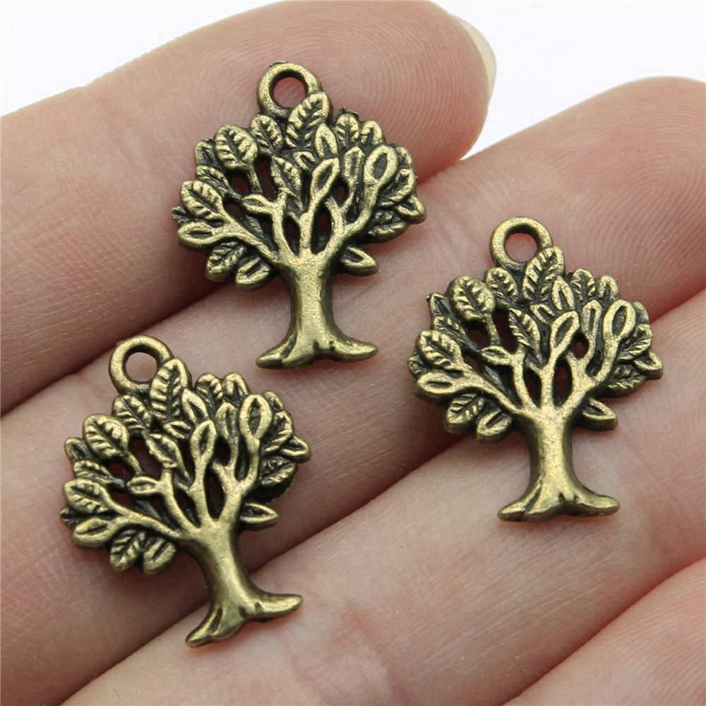 Charms Round Tree Of Life Pendants Vintage Jewelry Supplies QC109