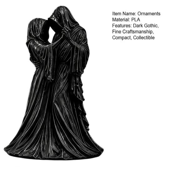 Collectible Gothic Gift Faceless Lovers Figurine, Dark Ghost Couple Sculpture, Mysterious Detailed Craft Desktop Ornament for Shelf Mantel Table Home