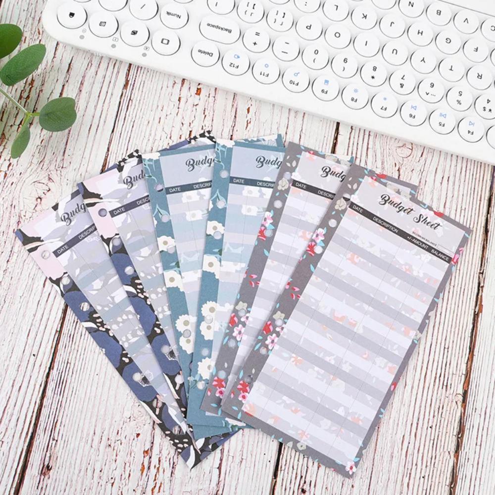 12Sheets A6 Loose Leaf Refill Budget Paper Flower Fruit Pattern Expense Tracker Refill Binder Paper 6 Holes for Cash Envelopes