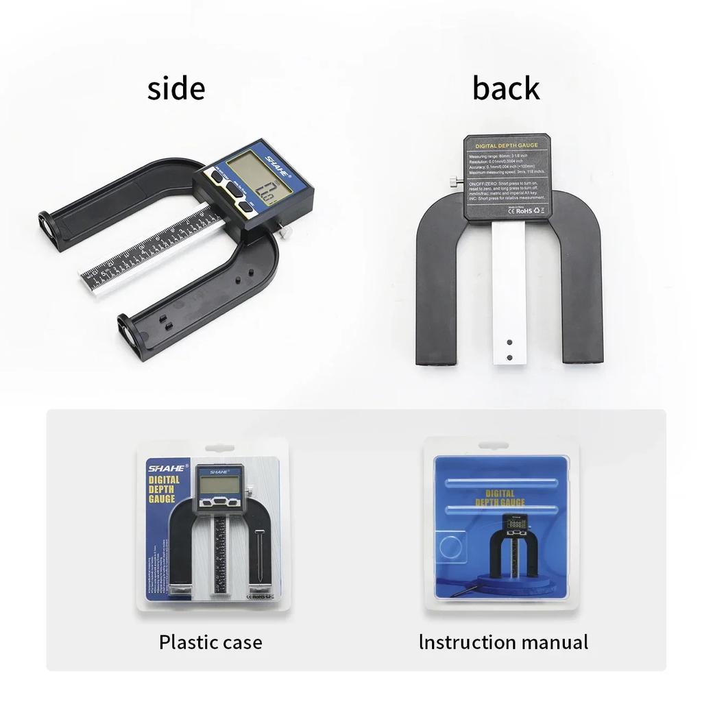 0-80mm 3 1/8 inch Digital Depth Gauges Height Gauge With Magnetic Base Woodworking Ruler for Router Table