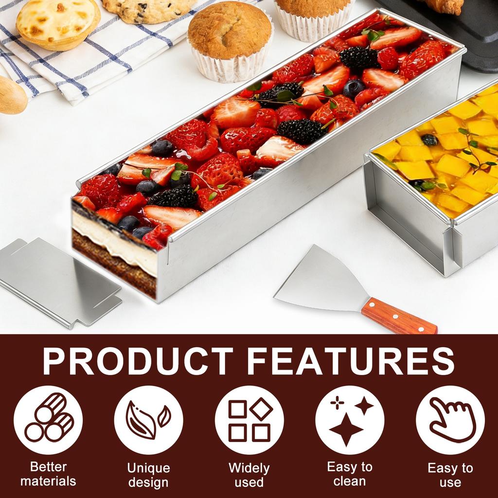 2/4 Pack Tiramisu Cake Mold Removable Rectangular Cake Pan Non-Stick Aluminum Alloy Diy Cake Mousse Mold Tiramisus Baking Tools