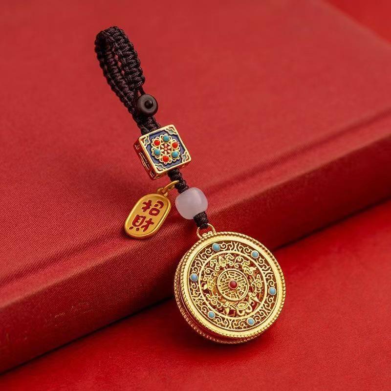 Golden Five Blessings Wealth & Peace Keychain Pendant