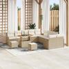 vidaXL 13-piece Garden Sofa Set with Cushions Beige Poly Rattan Acacia, vidaXL 2-seater Garden Sofa 3364276