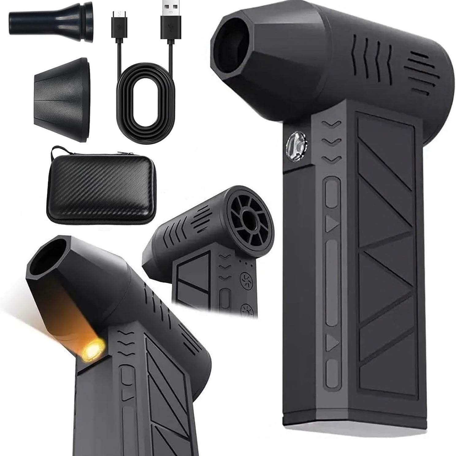 Бесщеточный мини-турбовоздуходув с LED, 130 000 об/мин, портативный ручной инструмент для уборки снега для автомобилей и подъездных путей, 4 регулируемые скорости, супермощный турбопоток
