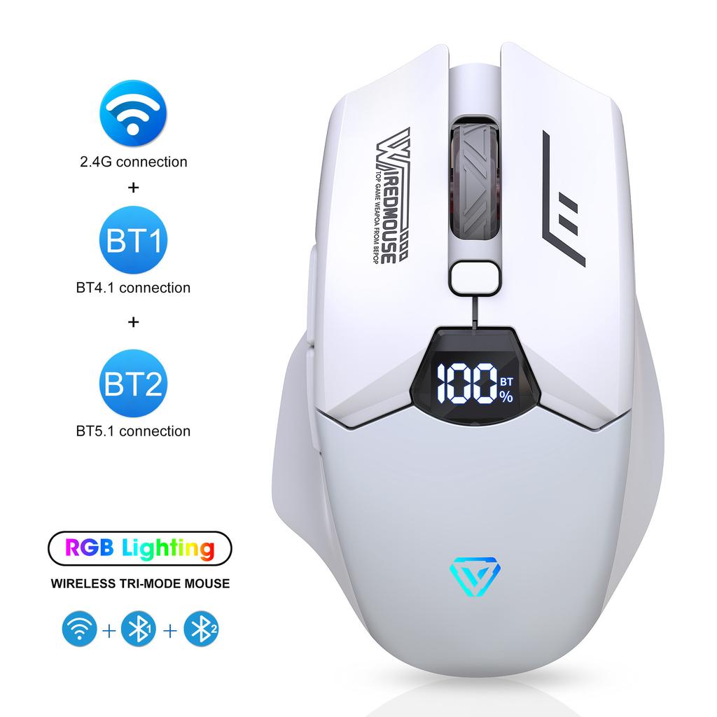Baitian Wireless Bluetooth Dual-Mode Rechargeable Mouse Silent Gaming Smart Screen Display Computer Monitor Mouse