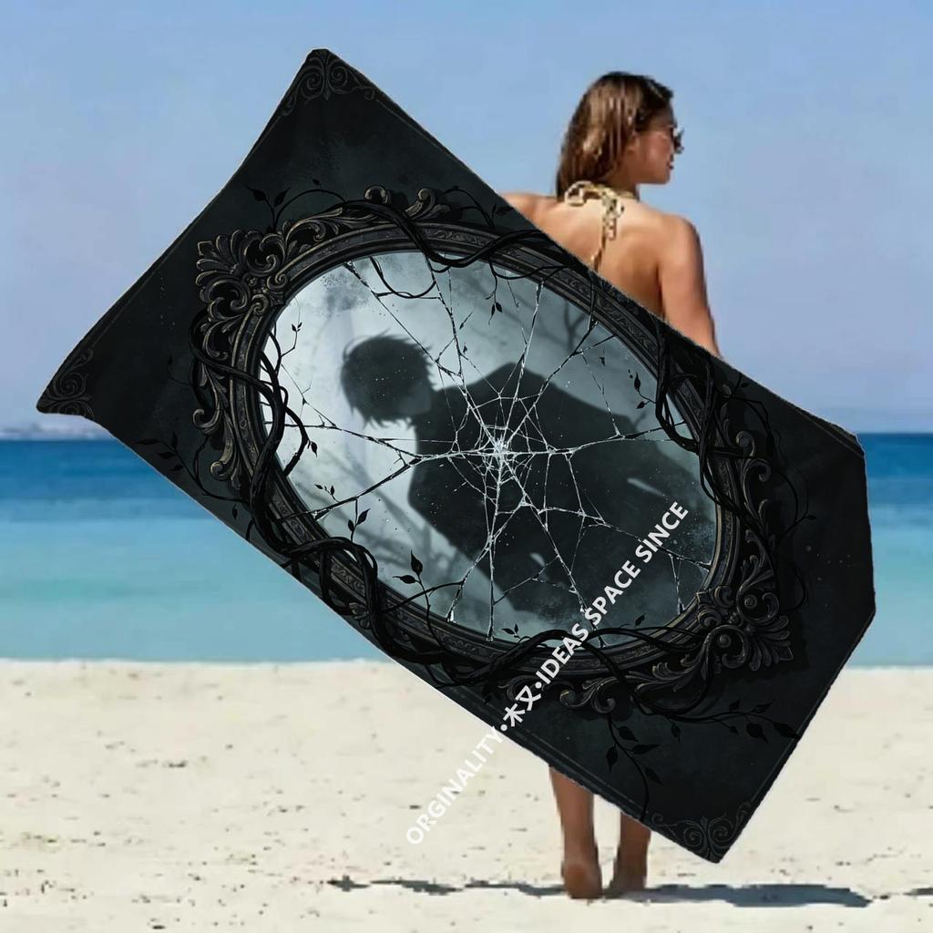 Gothic Broken Mirror Spiderweb Beach Towel Patterned Sunscreen And Windproof Suitable For Swimming Pool Camping Travel