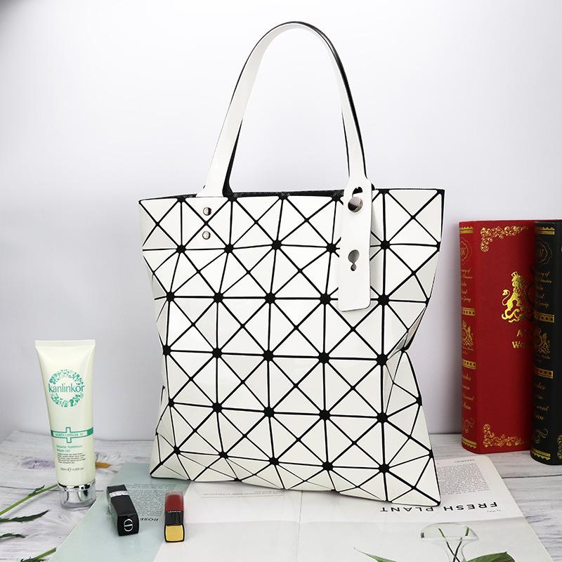 Borsa a mano rombo geometrico lucida: Borsa a tracolla pieghevole alla moda a 6 scomparti per donna.