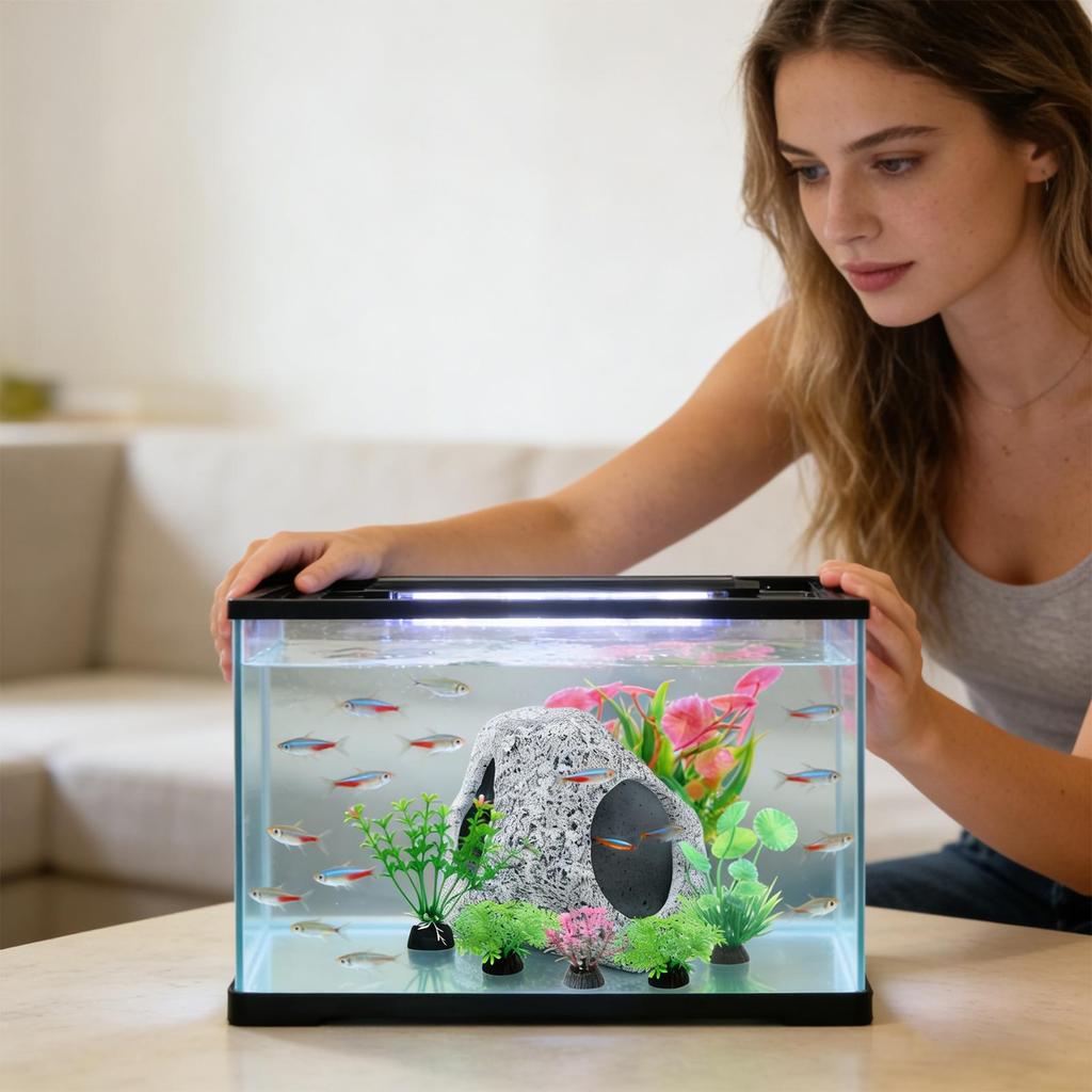 Aquarium Decorations Ceramic Artificial Plants Rock Ornament Fish Tank Plants For Aquatic Pets Betta Shrimp Guppy Freshwater