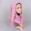 Women Fashion Elegant Solid Color Lace Hollow Tassel Muslim Scarf Headscarf